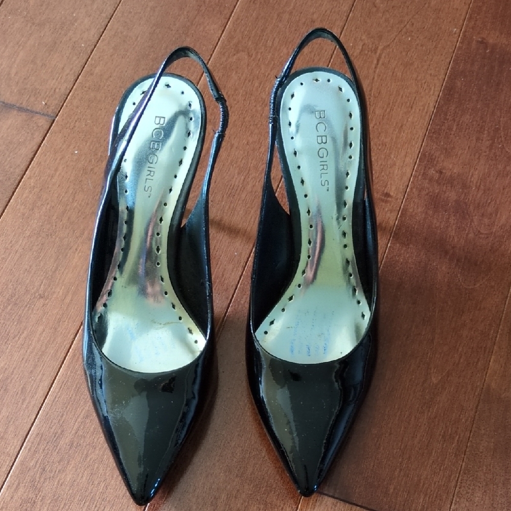 BCBGirls Glossy Black Pointed Heels